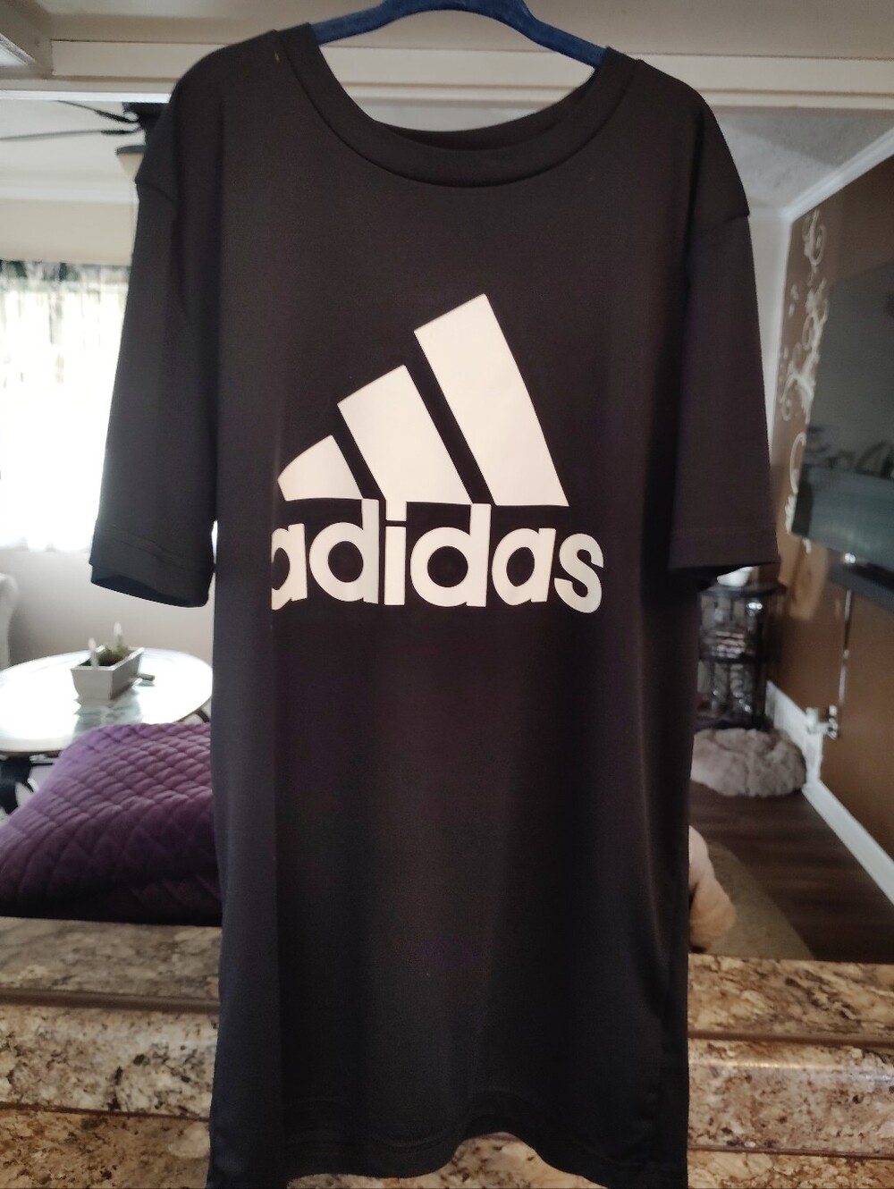 adidas Black Short-Sleeve Tee with White Trefoil Logo - Picture 2 of 4